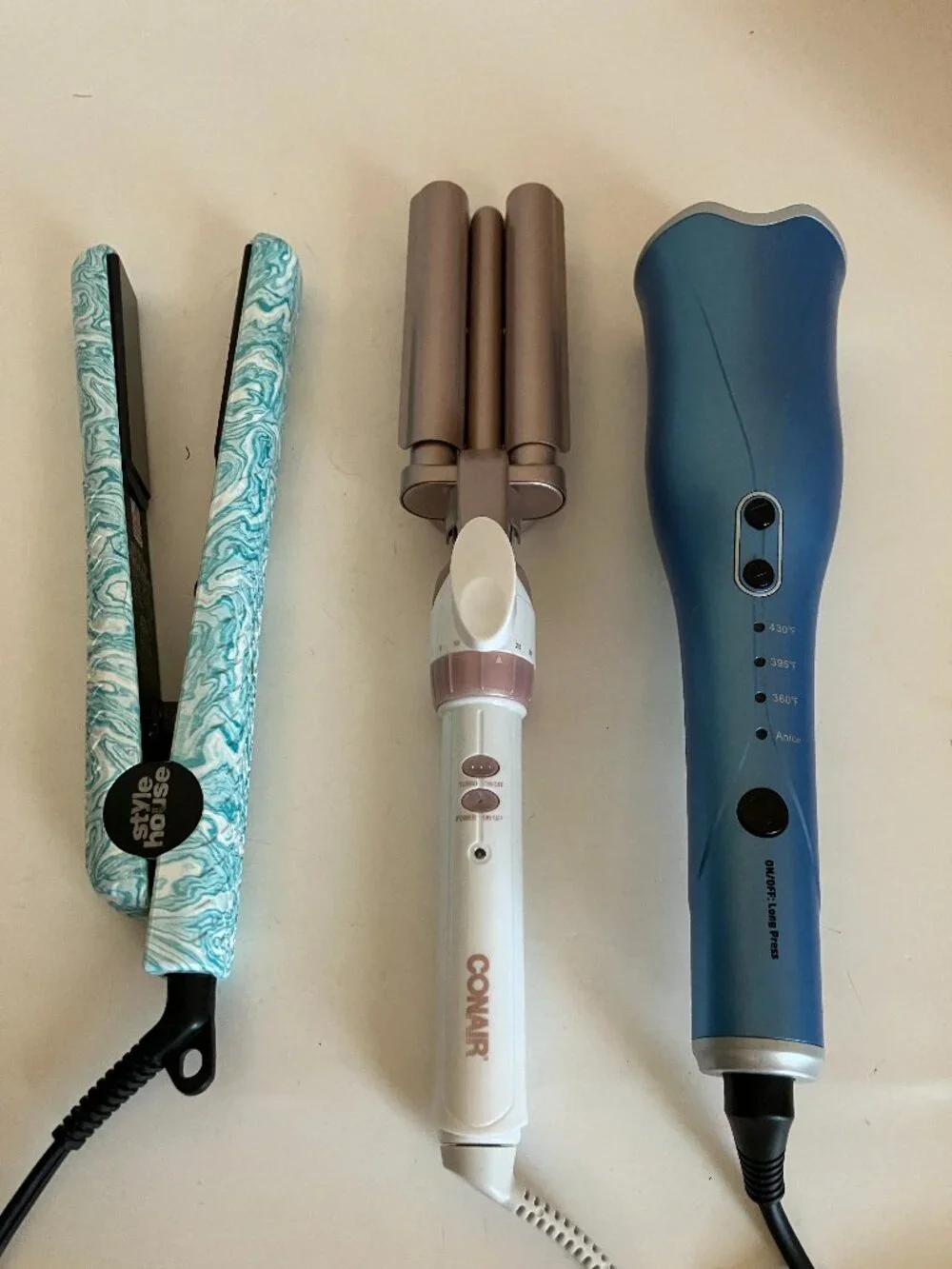 Lot of 3 Hair Styling Tools Flat Irons Curling Wands TESTED/WORKING